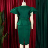 Fashionable and Elegant Ruffled Hip-hugging Dress