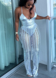 Sexy Suspender Bodysuit Hollow Pants Gold Foil Suit