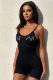 Fashionable And Sexy Letter Hot Diamond Casual Sling Slim Jumpsuit