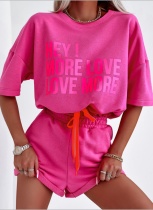 Fashion Sports Short-sleeved Letter Print Top and Shorts Set
