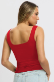 Sleeveless Square Neck Casual Navel-Exposing Camisole Vest for Women
