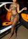 Fashionable Leopard Print Bra Suspender Trousers Two-piece Set