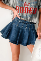 Hot Girl Irregular Pleated A-Line Women's Denim Miniskirt