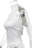 White Sexy Navel Bare Back Halter Neck Tights Ladies Vest