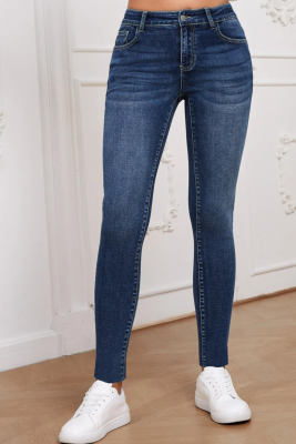 Stretch Denim Pants Washed High Waist Pencil Pants
