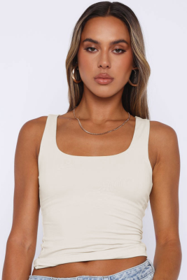 Sleeveless Square Neck Casual Navel-Exposing Camisole Vest for Women