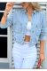 Light Blue Single-Breasted Soft Stylish Elegant Denim Jacket