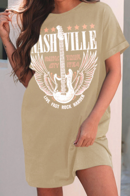 New Print Cool Metallic Style Casual Loose Dress