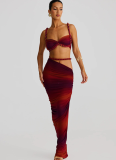Sexy Solid Color Backless Small Camisole Hip Skirt Suit