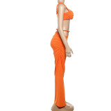 Sexy Solid Color Backless Small Camisole Hip Skirt Suit