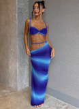 Sexy Solid Color Backless Small Camisole Hip Skirt Suit