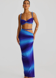 Sexy Solid Color Backless Small Camisole Hip Skirt Suit