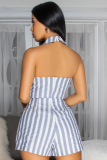 Sexy Halterneck Strappy Striped Backless Jumpsuit