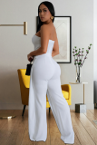 Sexy Tube Top Stitching Open Back Button Jumpsuit