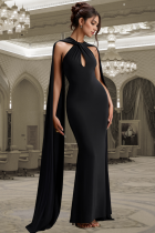 Fashion Women'S Casual Elegant Long Skirt Ribbon Solid Color Dress