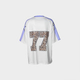 Loose Casual Contrast Color Leopard Print Short Sleeve Top