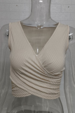 New Sexy Cross Slim Pleated Solid Color Vest