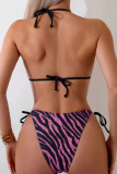 New Zebra Pattern Halter Neck Bikini Triangle Bag Two-Piece Swimsuit