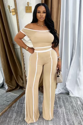 Casual Slim Fit Sexy Sports Style Color Matching Trousers Two-Piece Suit