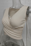 New Sexy Cross Slim Pleated Solid Color Vest