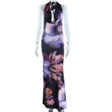 New Digital Print Sexy Midi Dress