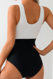 Colorblock Cross Strap One-Piece Bikini Swimsuit
