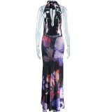 New Digital Print Sexy Midi Dress