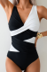 Colorblock Cross Strap One-Piece Bikini Swimsuit