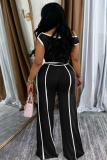 Casual Slim Fit Sexy Sports Style Color Matching Trousers Two-Piece Suit