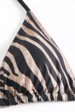New Zebra Pattern Halter Neck Bikini Triangle Bag Two-Piece Swimsuit