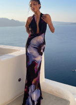 New Digital Print Sexy Midi Dress