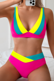 New Style Bikini Sexy Backless High Elastic Contrast Color Swimsuit Triangle Bag Swimsuit