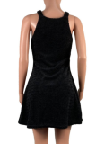 Street Fashion Solid Color Sexy Suspender Skirt Plush Dress