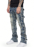 Fashionable Elastic Patch Lyered Bootcut Jeans