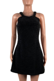 Street Fashion Solid Color Sexy Suspender Skirt Plush Dress