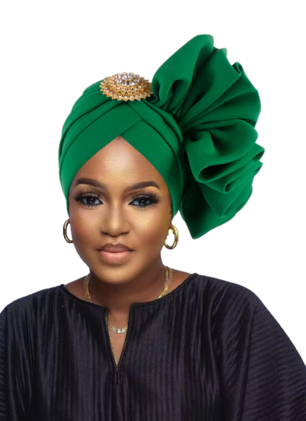 Elegant Hand-sewn Flower With Brooch Turban Hat