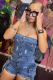 Blue Fashion Sexy Tube Top High Elastic Three-Dimensional Pocket Washed Denim Jumpsuit