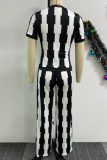 Elegant Slim Fit Elastic Wide Leg Printed Two Piece Suit