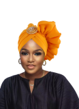 Elegant Hand-sewn Flower With Brooch Turban Hat