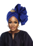 Elegant Hand-sewn Flower With Brooch Turban Hat