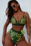 Green New Printed Beach Swimsuit Ladies Hot Spring Bikini Swimsuit Swimming Trunks