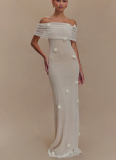 Fashionable 3D Flower One Shoulder Dress