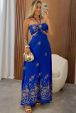 Lace-Up Sleeveless Dress Sexy Waist-Baring Embroidered Dress
