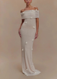 Fashionable 3D Flower One Shoulder Dress