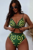 Green New Printed Beach Swimsuit Ladies Hot Spring Bikini Swimsuit Swimming Trunks