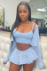 Washed Printed Shirt Vest Short Skirt Three-piece Set