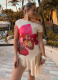New Style Floral Print Boat Neck Dress With Slit Hem