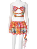 Fashionable and Popular Sexy Tube Top Printed Two-piece Suit