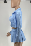 Washed Printed Shirt Vest Short Skirt Three-piece Set