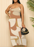 Summer Casual Printed Suspender Dress